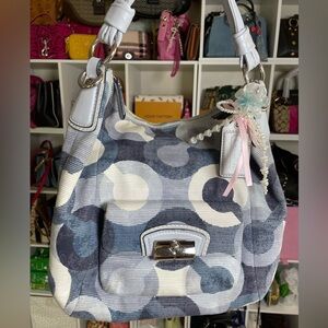 Coach Kristin Graphic Denim Op Art Hobo Bag
